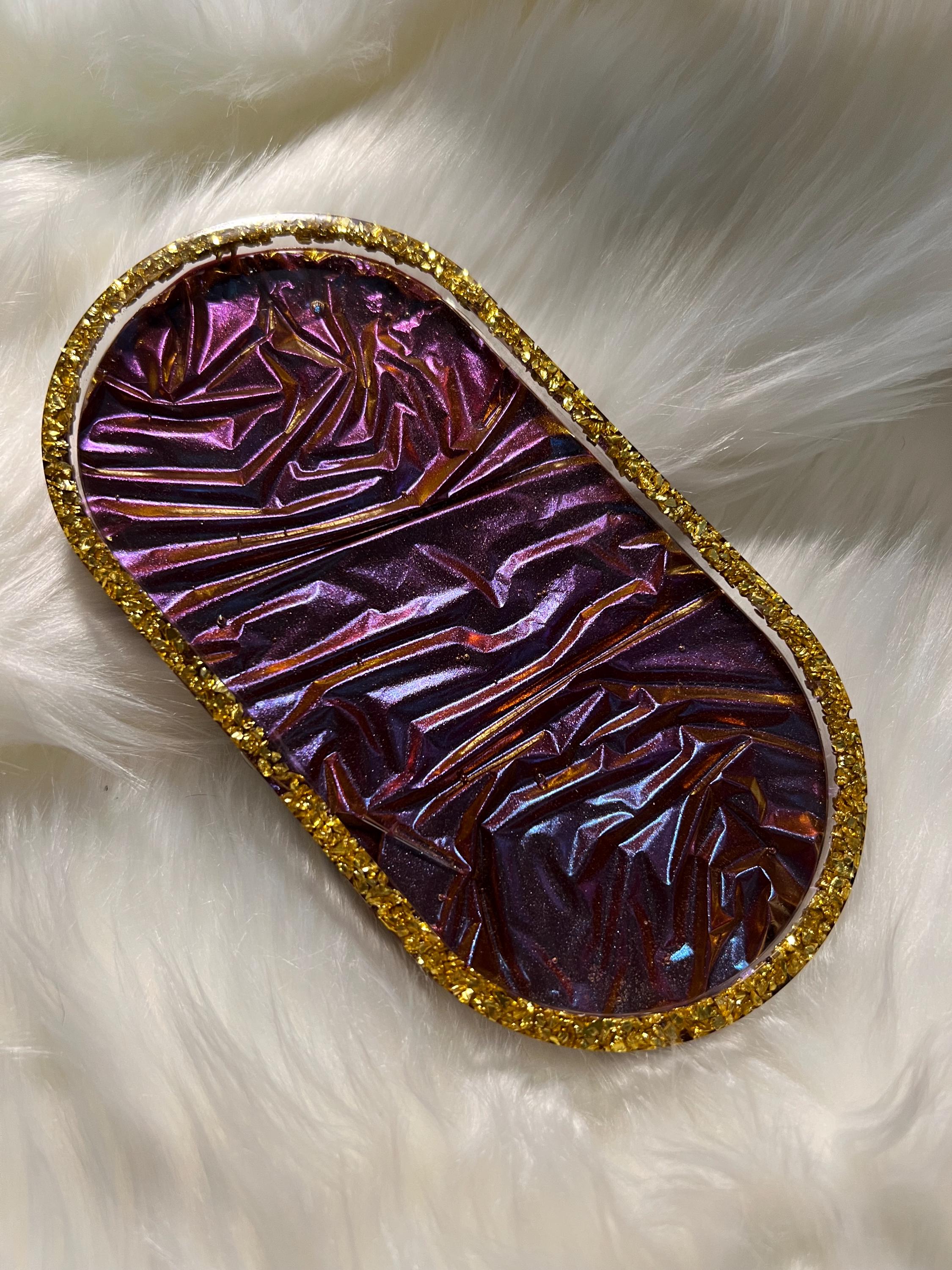 Rich burgundy velvet look tray